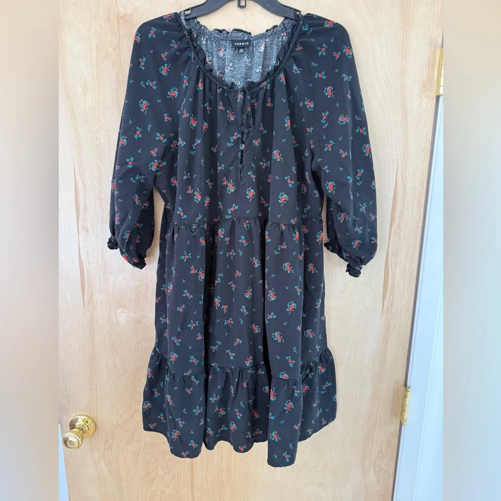 Torrid Challis Ruffle Mini Dress - Picture 2 of 8